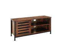 Meuble TV - TECTAKE - Meuble de salon GALWAY en bois et acier, 2 compartiments et porte magnétique 110 x 41,5 x 50,5 cm - Bois foncé
