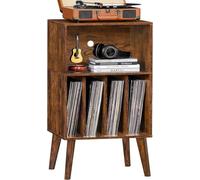 Meuble pour vinyles, étagère pour platine vinyle de style milieu du siècle, présentoir en bois pour salon, jusqu'à 160 vinyles, blanc