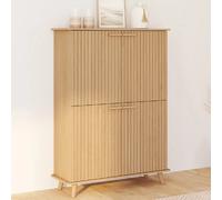 IDMarket - Meuble de Rangement 4 Portes Juliette Effet Lattes tasseau Bois Coloris chêne
