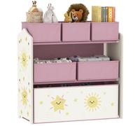 Meuble rangement enfant - AIYAPLAY - 3 niveaux - 6 boîtes en tissu amovibles - MDF - 63 x 30 x 66 cm - rose