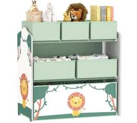AIYAPLAY Meuble rangement enfant à 3 niveaux, étagère de rangement pour jouets enfants avec 6 boîtes en tissu amovibles, pour chambre d'enfant, salle de jeux, garderie, vert