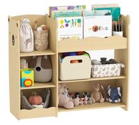 Meuble rangement enfant pour jouets - AIYAPLAY - 3 niveaux - étagères ouvertes - MDF - 92x29x79cm - naturel