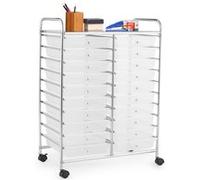 meuble roulant à 20 tiroirs giantex avec roues transparent organiseur pour accessoires, papiers, chariot multifonctionnel pour école, bureau, maison, salon de beauté G