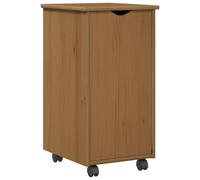 Meuble Roulant en Pin Massif Miel Brun 34 x 39 x 65,5 cm avec roulettes | Pin massif robuste, étagères spacieuses, roulettes durables, poignées encastrées, finition mate, style contemporain