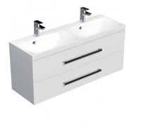 Meuble salle de bain 120 x 40 cm avec double vasque - blanc brillant / naturel - Cube Way (CUBE2120ZBL)