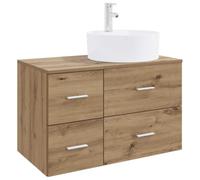 Meuble Salle de Bain 2 Pièces Dub Artisan Bois d'Ingénierie avec Tiroirs | Poignées argentées, rangement spacieux, installation flexible, perçage personnalisé, design chêne moderne