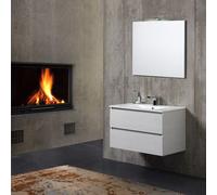 MEUBLE SALLE DE BAIN 80 CM AVEC ÉVIER CERAMIQUE ET LED LIGHT