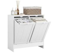 Meuble salle de bain avec panier à linge - kleankin - 2 portes et 2 paniers - bois - 66x33x68cm - blanc