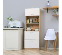 Meuble salle de bain Buffet Armoire de cuisine multi-rangements 2 tiroirs 1 placard grand plateau 60 x 38 x 168 cm MDF blanc |