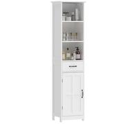 kleankin Colonne salle de bain 3 compartiments ouverts, tiroir, étagère réglable 40x30x164 cm blanc