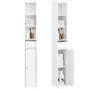 SoBuy Meuble Salle de Bain - Petit Meuble de Rangement Salle de Bain avec Porte et Tiroir - Armoire de Rangement WC et Toilettes Compact 20x20x145cm BZR34-K-W