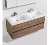 Meuble salle de bain design double vasque SIENA largeur 144 cm noyer