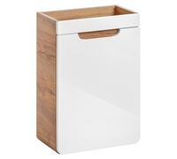 Meuble salle de bain ERBANO – Chêne clair et blanc brillant – 40x60 cm – 1 porte – À suspendre