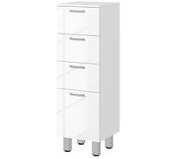 Meuble salle de bain étroit 30x30x93cm blanc, 3 tiroirs + étagère réglable, pour WC/salon/petits espaces, rangement optimisé