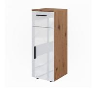 Meuble salle de bain Irma, 30x81cm, Blanc Haute brillance/Chêne de force doré, Vicco 40507