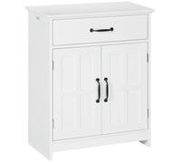 Meuble salle de bain - kleankin - double porte, tiroir et étagère réglable - bois d'ingénierie - 60x30x75cm - blanc