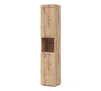 Vicco Meuble Salle de Bain Luna, Chêne Wotan, 37x190cm | pour montage mural, combinable avec d’autres meubles Luna