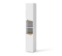 Meuble salle de bain Marelle, 30x180cm avec portes, et compartiments ouverts, Blanc/Chêne Artisan, Vicco 40826