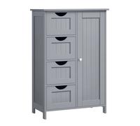 Meuble Salle de Bain Rangement avec 4 Tiroirs Placard avec Porte Étagère Réglable 30 x 55 x 82 cm Gris