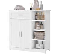 Meuble Salle de Bain Rangement - EUGAD Buffet avec 2 Portes, 1 Tiroir - 80x30x80,5cm - Blanc