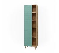 Meuble salle de bain Rudi, 56x193cm avec portes, et compartiments ouverts, Vert menthe, Vicco 40518