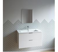 Meuble salle de bain simple vasque 60cm blanc MDF ondulé