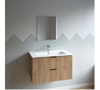 Meuble salle de bain simple vasque 60cm bois MDF ondulé