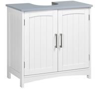 kleankin Meuble salle de bain sous lavabo, meuble sous lavabo avec double portes, étagère réglable, 60 x 33 x 60 cm, blanc
