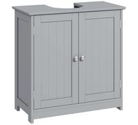 Meuble salle de bain sous lavabo kleankin meuble sous-vasque placard 2 portes avec étagère - dim. 60L x 30l x 60H cm - en bois Gris
