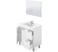 Meuble salle de bain Sous-Vasque + 1 Miroir, coloris blanc brillant - Longueur 80 x Hauteur 80 x Profondeur 45 cm