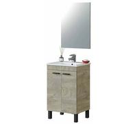 Meuble salle de bain Sous-Vasque 50 cm + Miroir coloris Alaska chêne à nouds - Longueur 50 x Hauteur 80 x Profondeur 40 cm