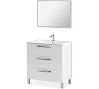 Meuble salle de bain sous vasque avec 3 Tiroirs + 1 Miroir - Longueur 80 x Profondeur 45 x Hauteur 86 cm
