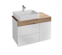 Meuble salle de bain suspendu Sully 83cm - Vasque à poser à gauche - JACOB DELAFON - Blanc/Chêne Québec