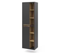 Meuble salle de bain Viola, 50x170cm avec portes, et compartiments ouverts, Anthracite, Vicco 40154