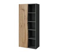 Meuble salle de bain Willow, 56x130cm avec 5 compartiments ouverts, Chêne Artisan/Anthracite, Vicco 59885