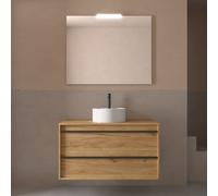 Meuble salle de bains 100cm 2 tiroirs Chêne Africain ATTILA - SALGAR 104970