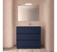 Meuble salle de bains 100cm 3 tiroirs et miroir Blue Satin NOJA - SALGAR 106190