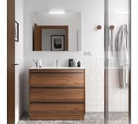 Meuble salle de bains 100cm 3 tiroirs Noyer Maya ATTILA - SALGAR 105227