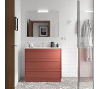 Meuble salle de bains 100cm 3 tiroirs Red Satin ATTILA - SALGAR 105224