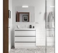 Meuble salle de bains 100cm 3 tiroirs White Satin ATTILA - SALGAR 105220