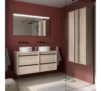 Meuble salle de bains 120cm 4 tiroirs Chêne Naturel ATTILA - SALGAR 104977