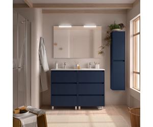 Meuble salle de bains 120cm 6 tiroirs et miroir Blue Satin NOJA - SALGAR 106199