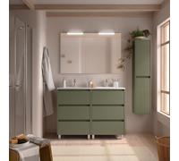 Meuble salle de bains 120cm 6 tiroirs et miroir Green Satin NOJA - SALGAR 106200