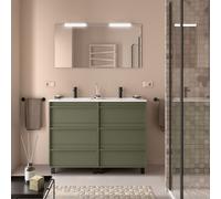 Meuble salle de bains 120cm 6 tiroirs Green Satin ATTILA - SALGAR 105232