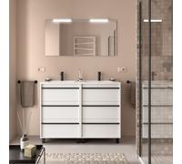 Meuble salle de bains 120cm 6 tiroirs White Satin ATTILA - SALGAR 105229