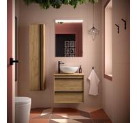 Meuble salle de bains 60cm 2 tiroirs Chêne Africain ATTILA - SALGAR 104944