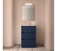 Meuble salle de bains 60cm 3 tiroirs et miroir Blue Satin NOJA - SALGAR 105622