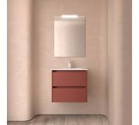 Meuble salle de bains 70cm 2 tiroirs et miroir Red Satin NOJA - SALGAR 105386