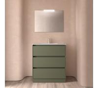 Meuble salle de bains 80cm 3 tiroirs et miroir Green Satin NOJA - SALGAR 105632