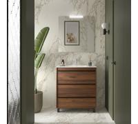 Meuble salle de bains 80cm 3 tiroirs Noyer Maya ATTILA - SALGAR 105219